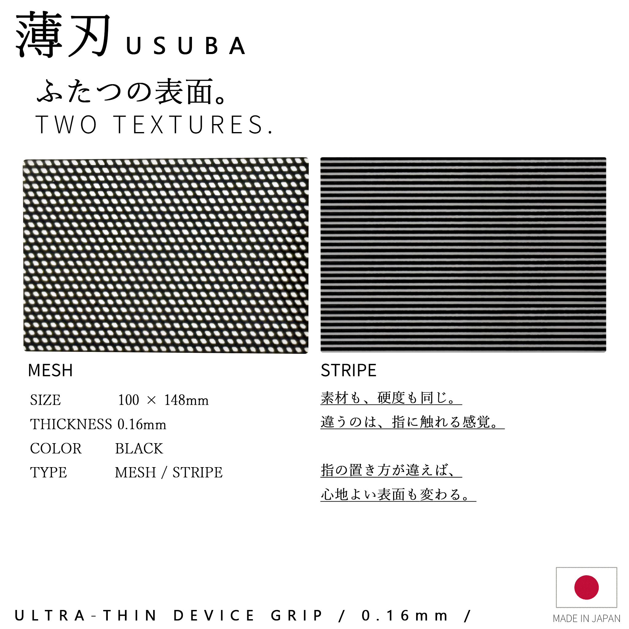 AIMPAD 薄刃 USUBA｜超薄型ゲーミングマウスグリップ 0.16mm（フリーカット）