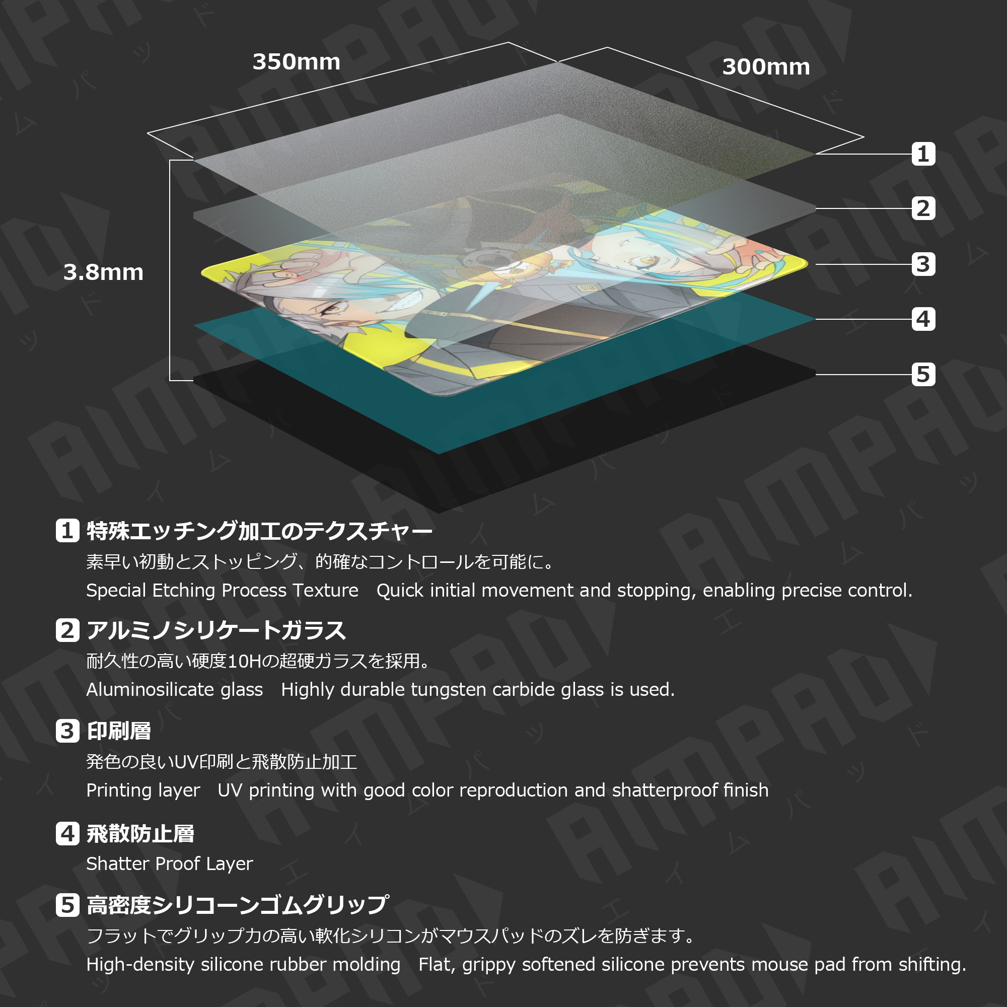 【限定コラボ】歌衣メイカ-ゲーミング ガラスマウスパッド